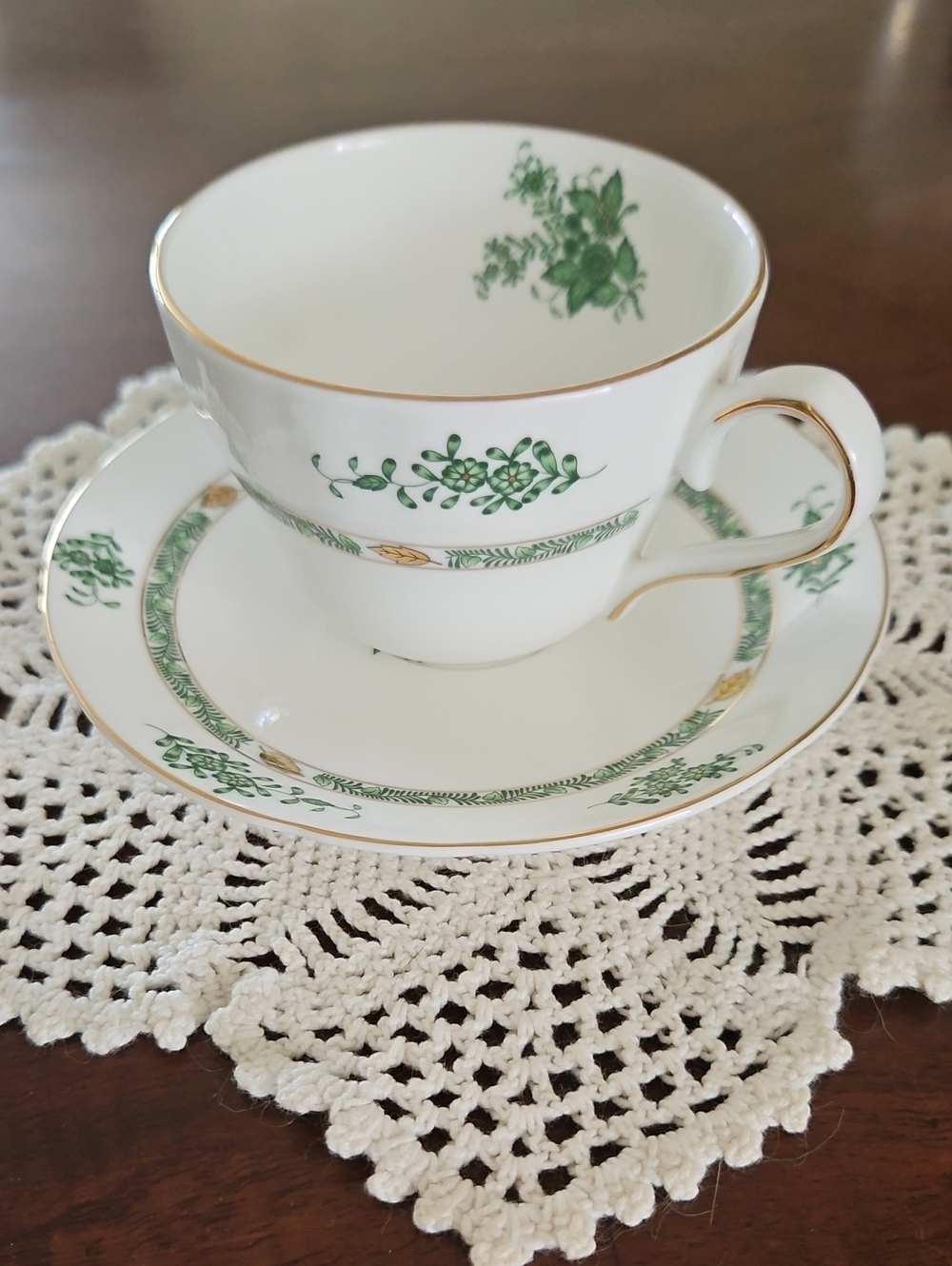 Gracie China by Coastline Imports "Green Gracie" Teacup & Saucer
